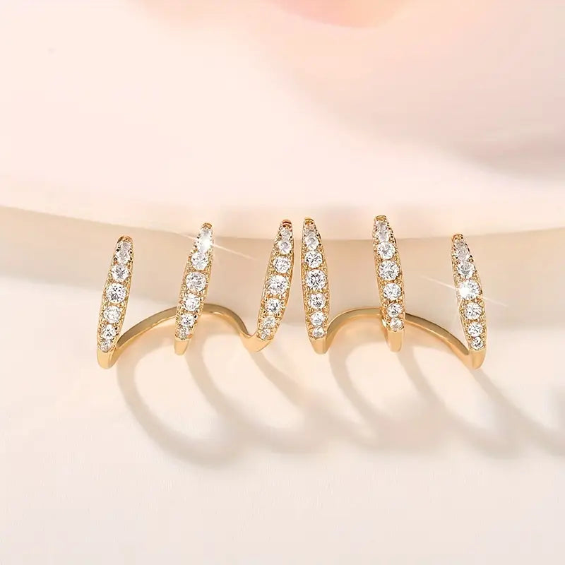 Cubic Zirconia Triple Claw Earrings