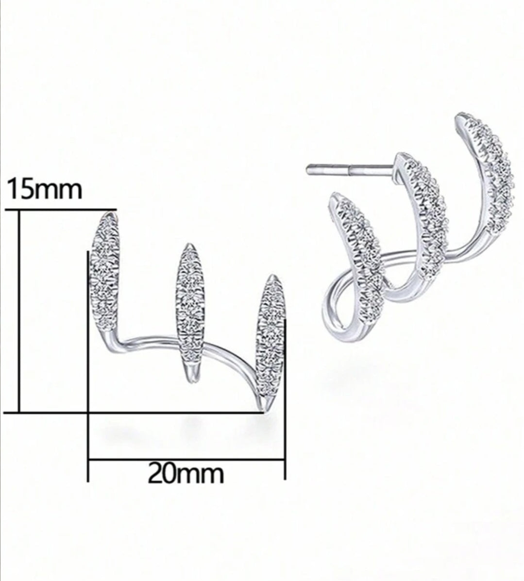 Cubic Zirconia Triple Claw Earrings