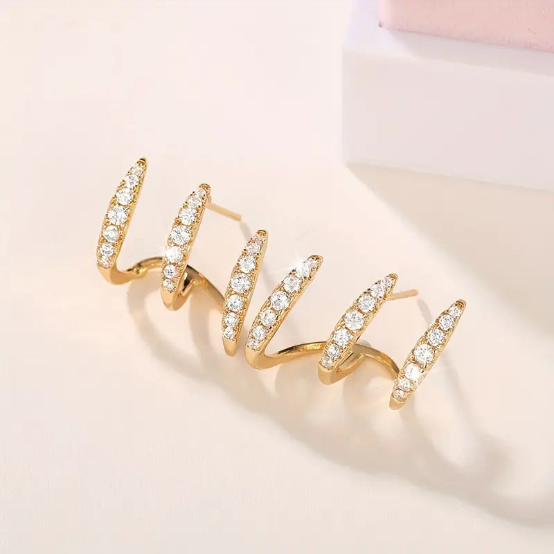 Cubic Zirconia Triple Claw Earrings