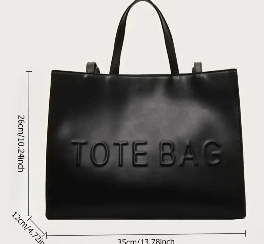 Tote Bag-Vegan Leather in Black