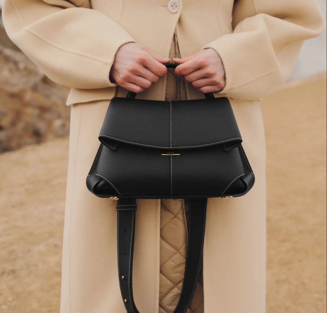 Polène/Mokki Leather Handbag in Black