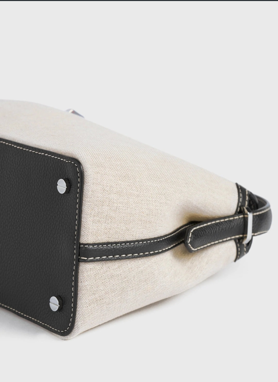 Totême T-Lock Canvas Top Handle in Ecru/Black