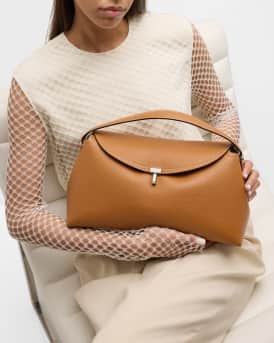 Totême T-Lock Leather Top Handle in Camel