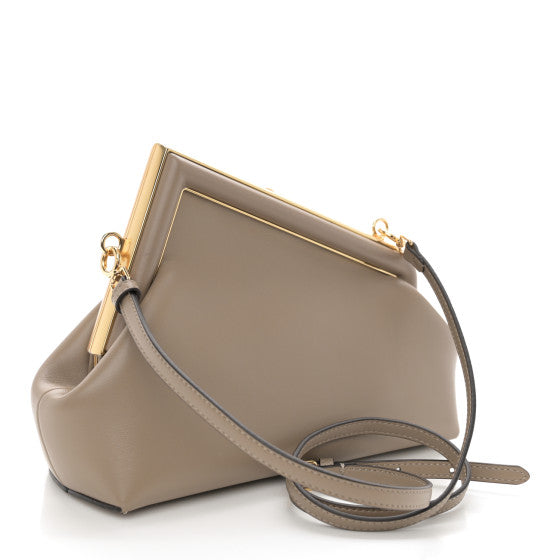 Designer Inspired Signature Clutch with Shoulder/Crossbody Strap in Taupe
