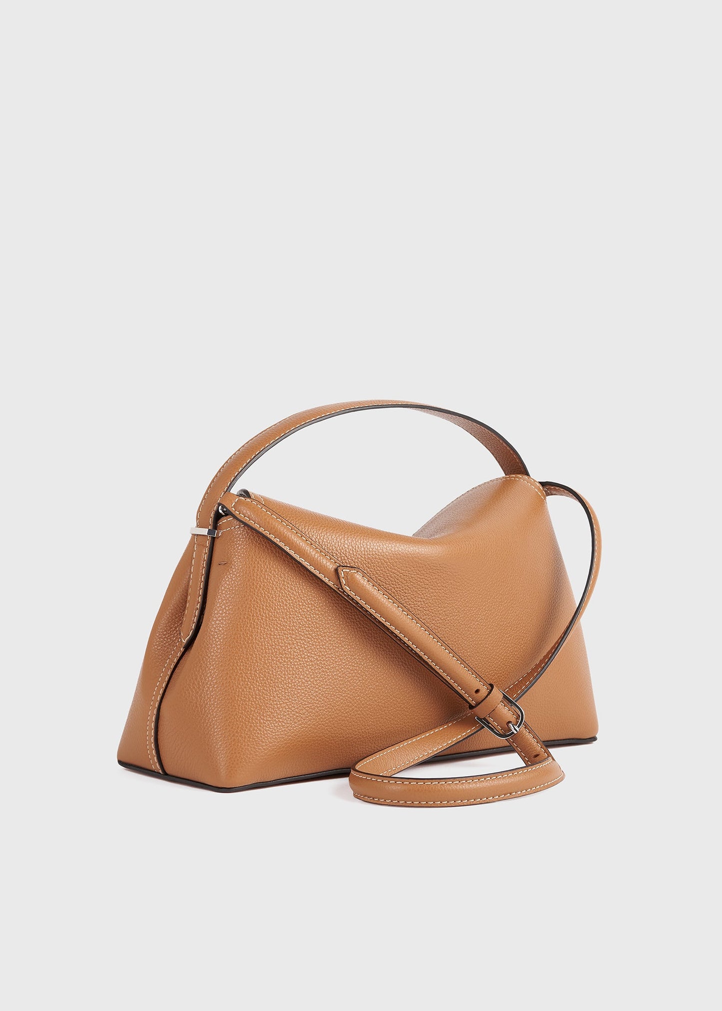 Totême T-Lock Leather Top Handle in Camel