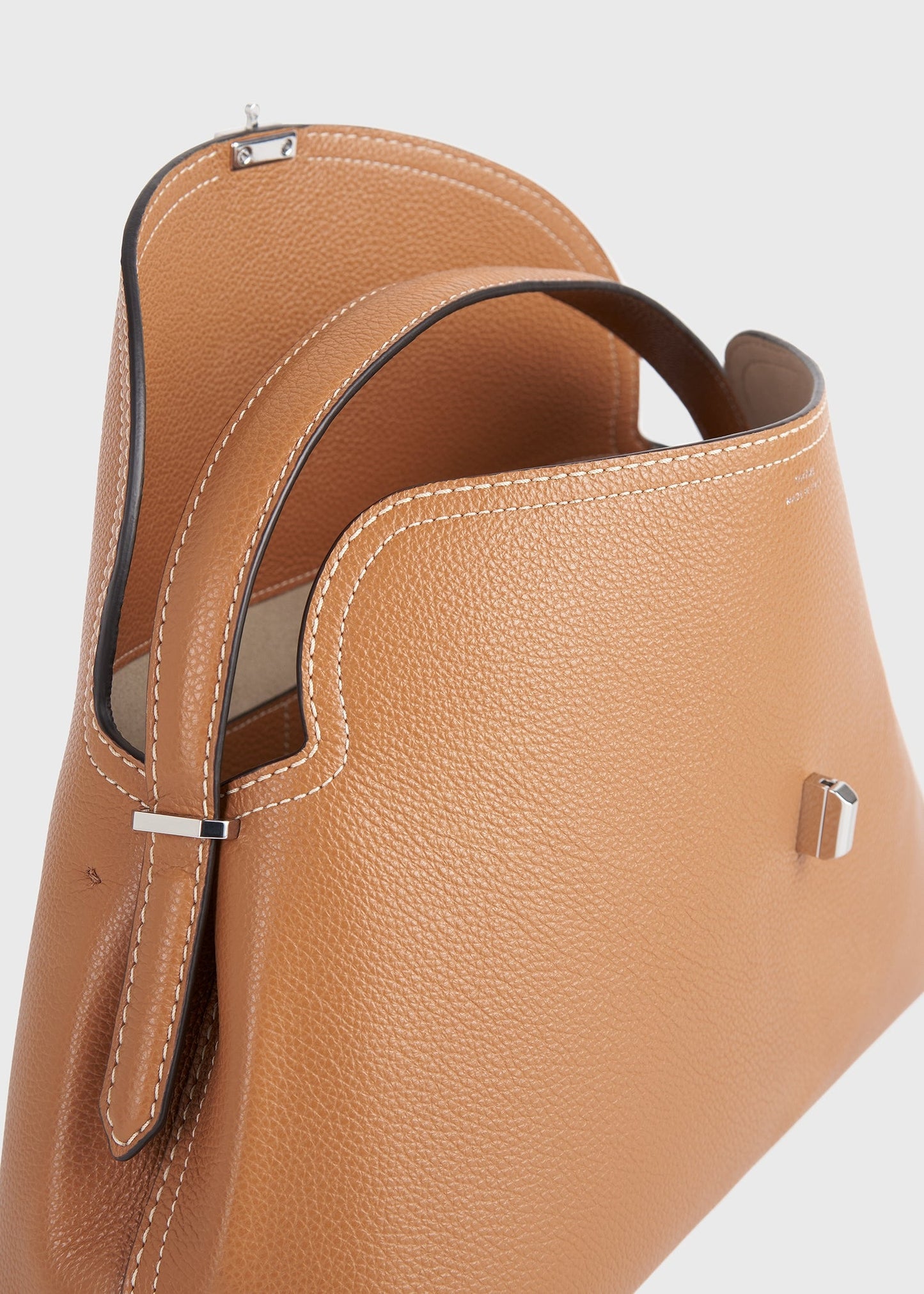 Totême T-Lock Leather Top Handle in Camel