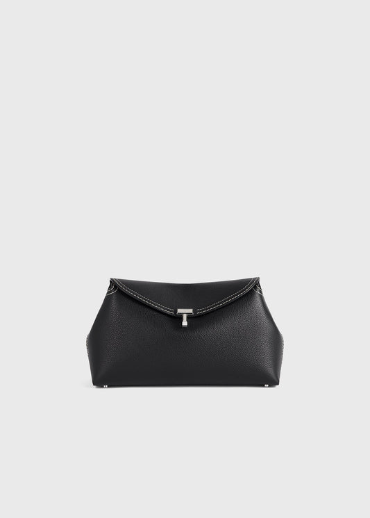 Totême T-Lock Leather Clutch Handbag with Crossbody strap