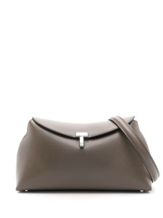 Totême T-Lock Leather Clutch in Taupe