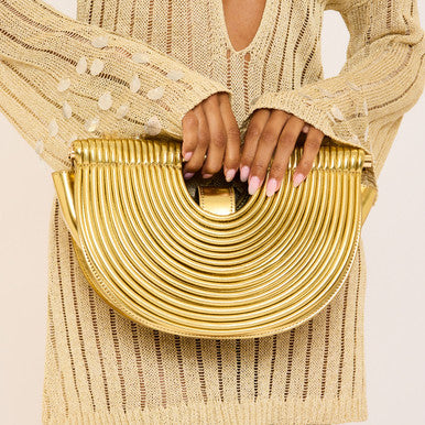 Draped Leather Clutch Bag