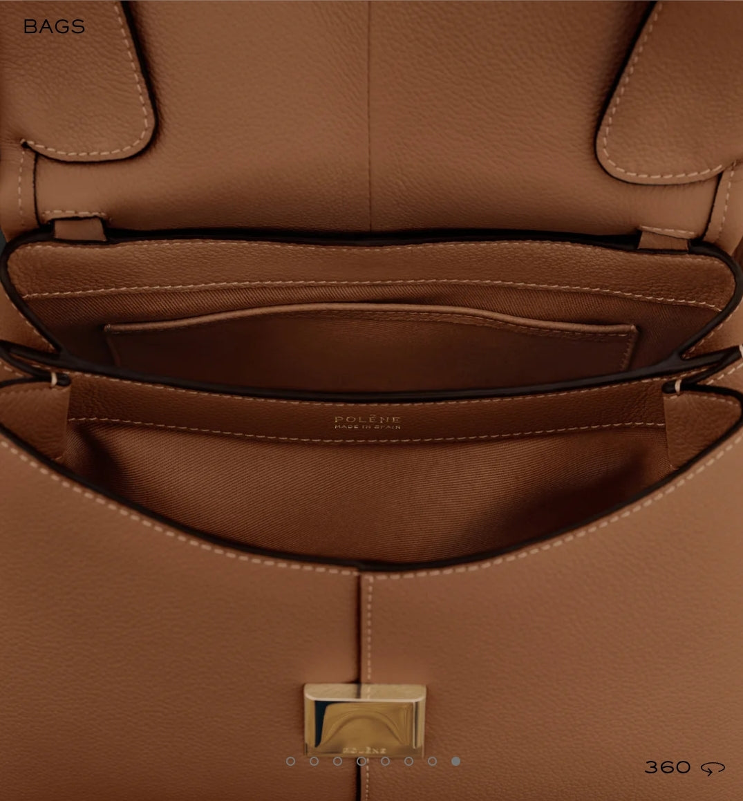 Polène Mokki Leather Handbag in Camel