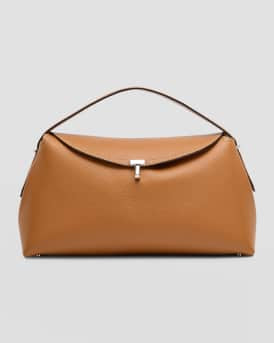 Totême T-Lock Leather Top Handle in Camel