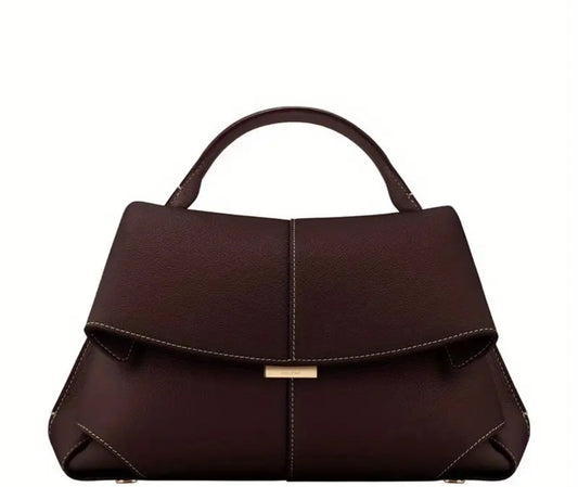 Polène Mokki Leather Handbag in Ebony