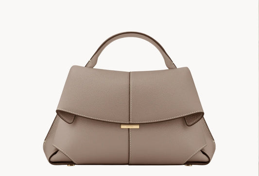 Polène Mokki Leather Handbag in Taupe