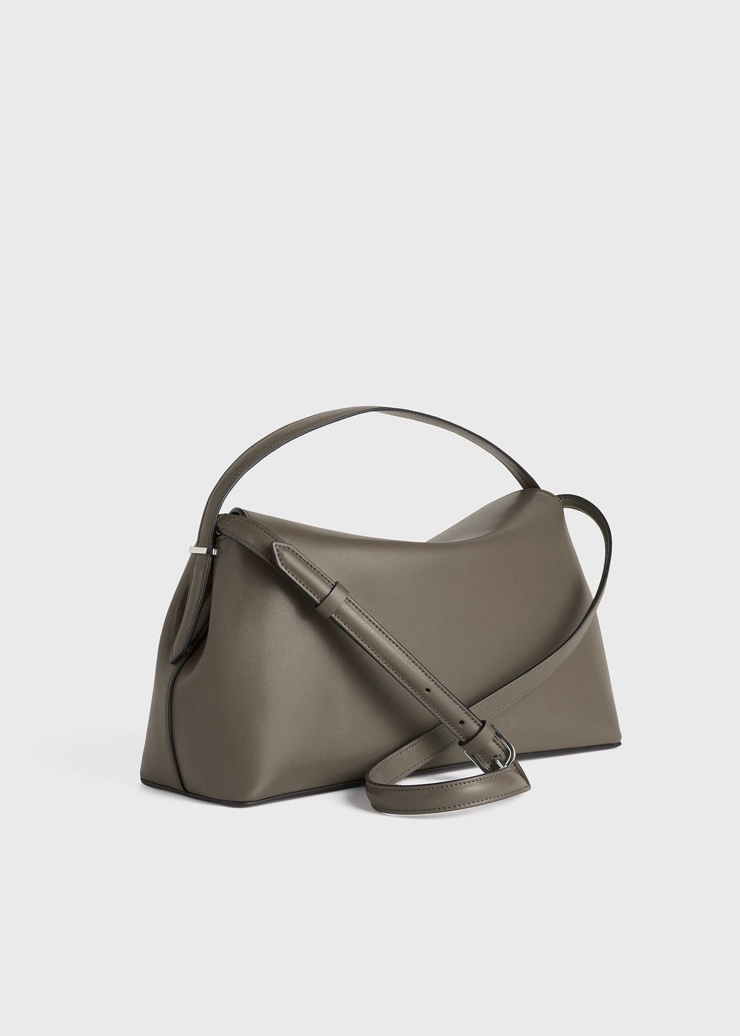 Totême T-Lock Leather Top-Handle Bag in Taupe