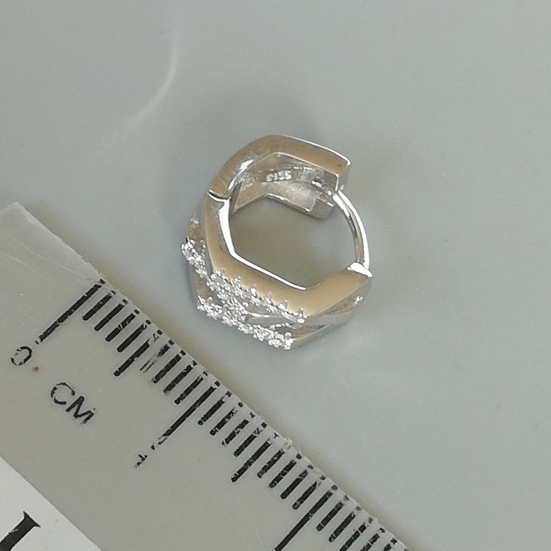 Sterling Silver Abstract Hoop Earrings