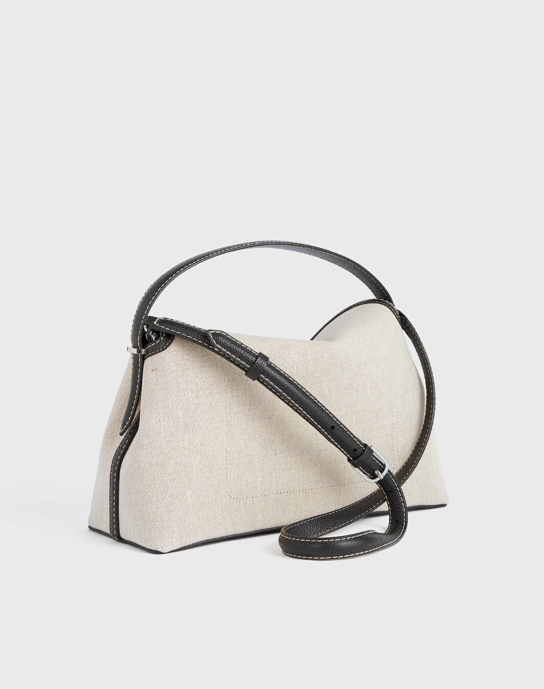 Totême T-Lock Canvas Top Handle in Ecru/Black