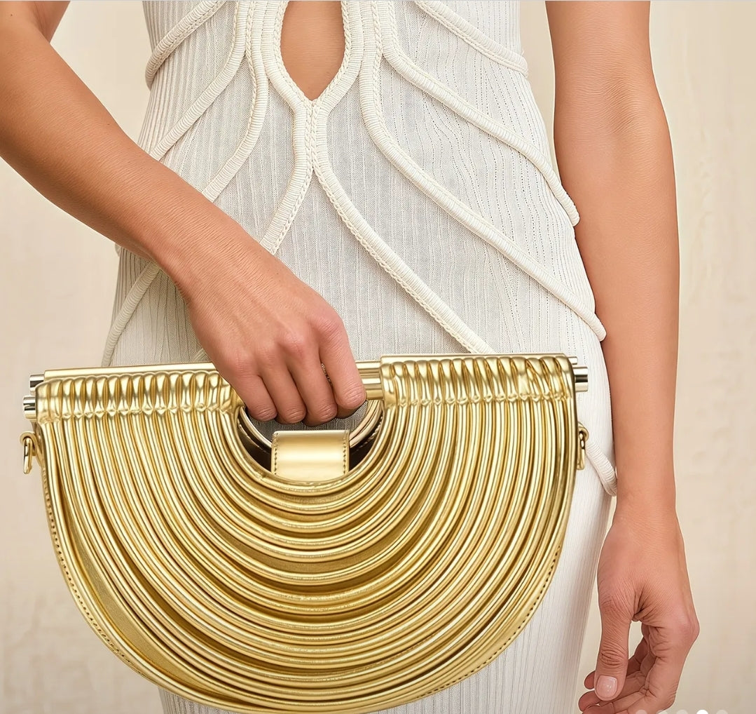 Draped Leather Clutch Bag