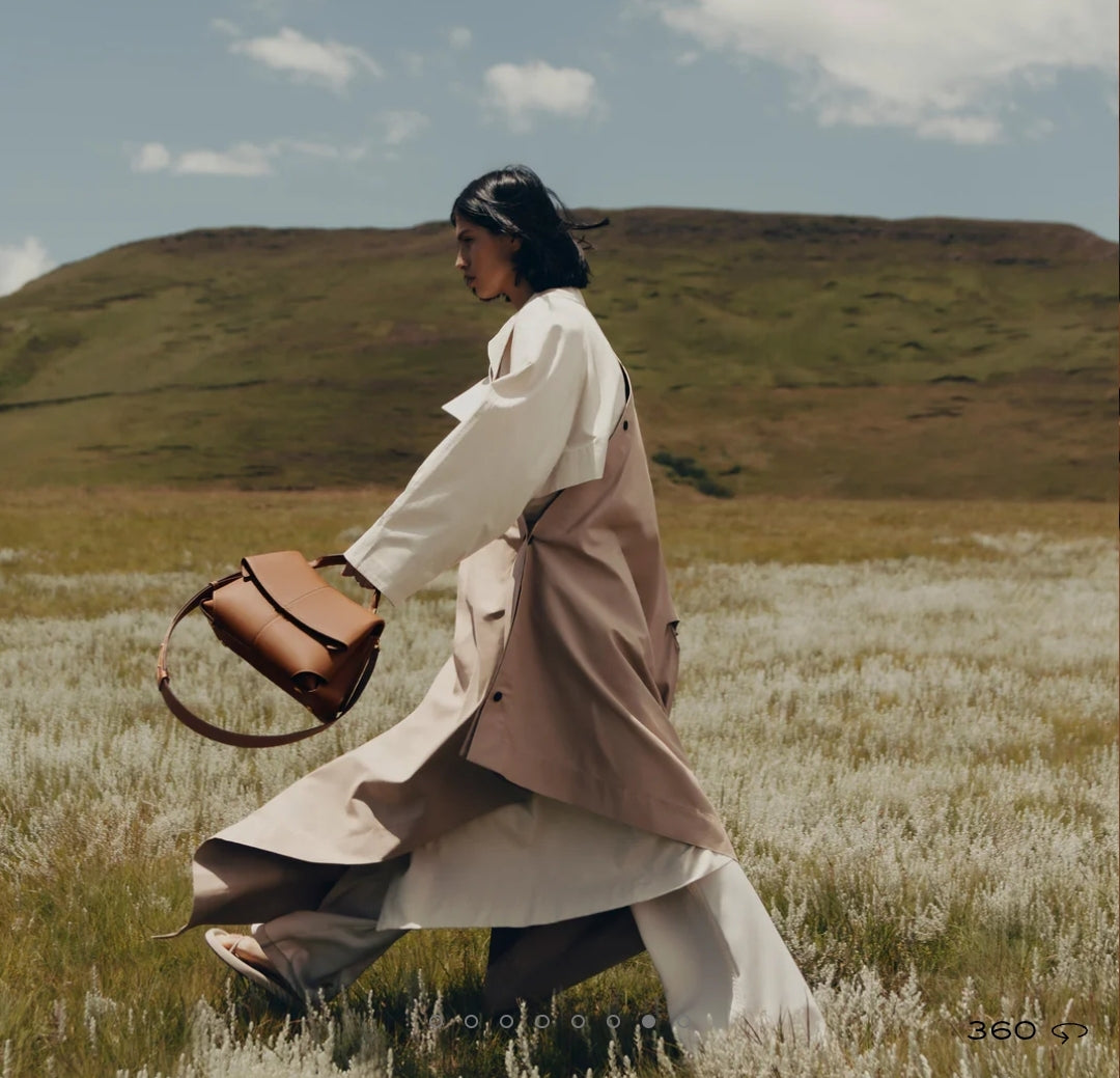 Polène Mokki Leather Handbag in Camel