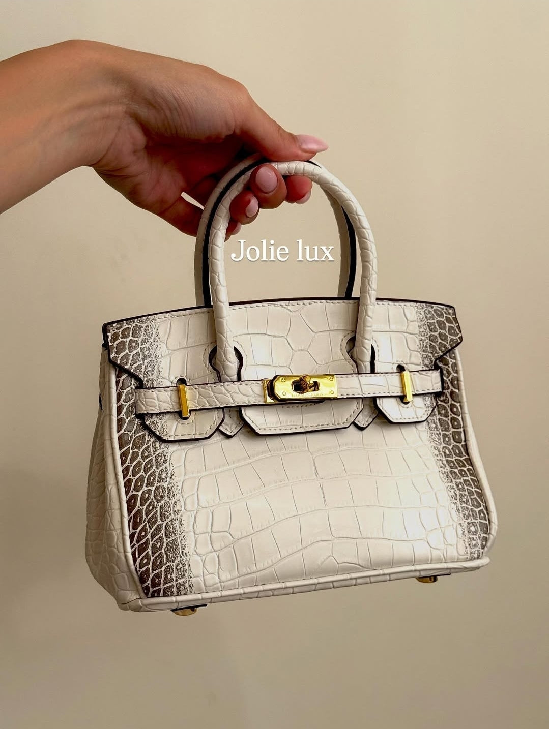 Designer Inspired Crocodile Embossed Leather Firkin in 2 colors