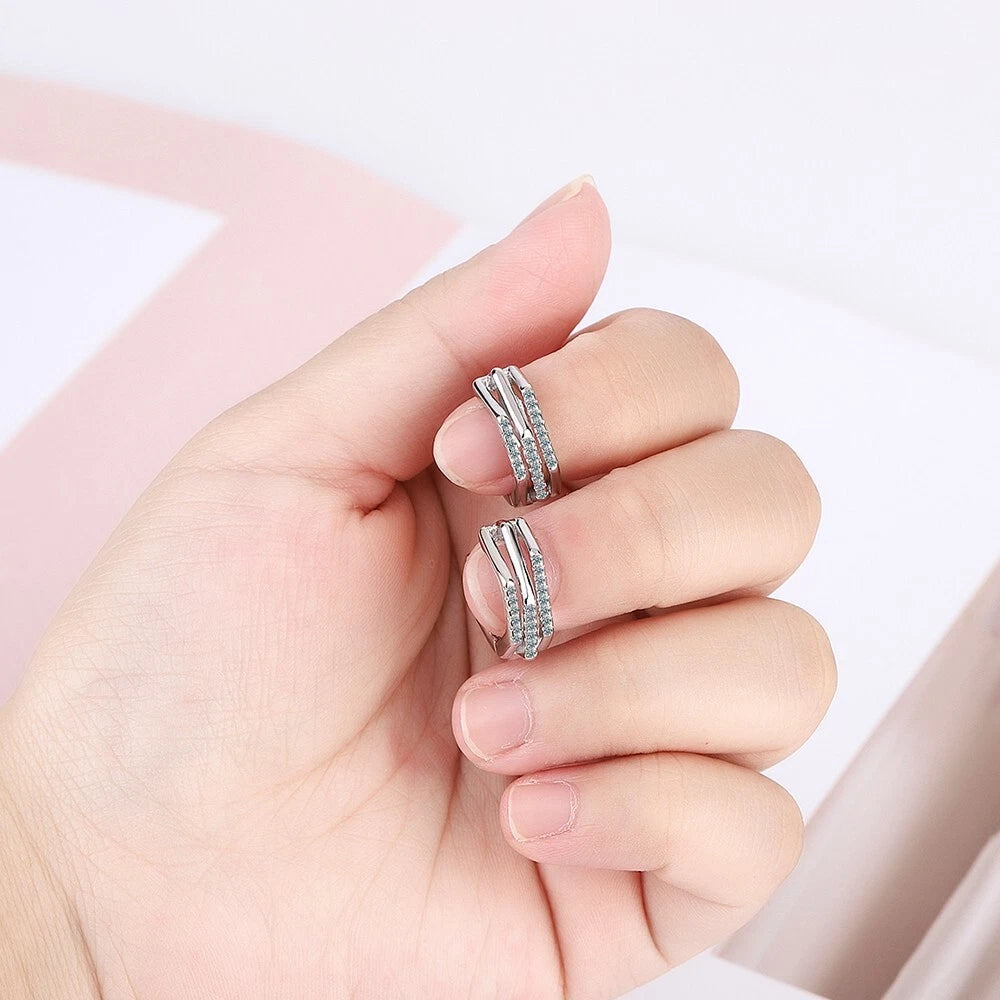 Sterling Silver Abstract Hoop Earrings