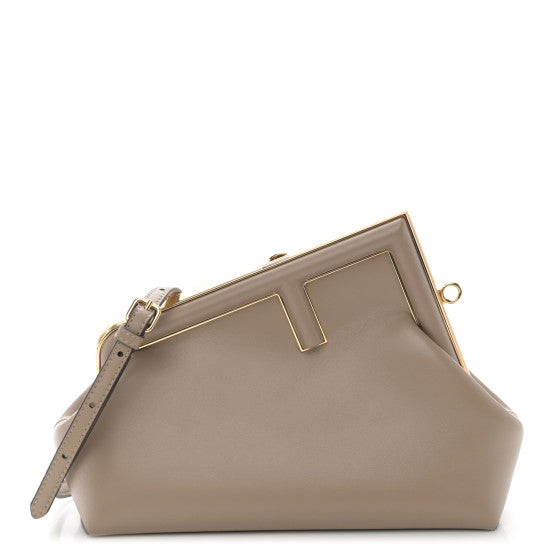Designer Inspired Signature Clutch with Shoulder/Crossbody Strap in Taupe
