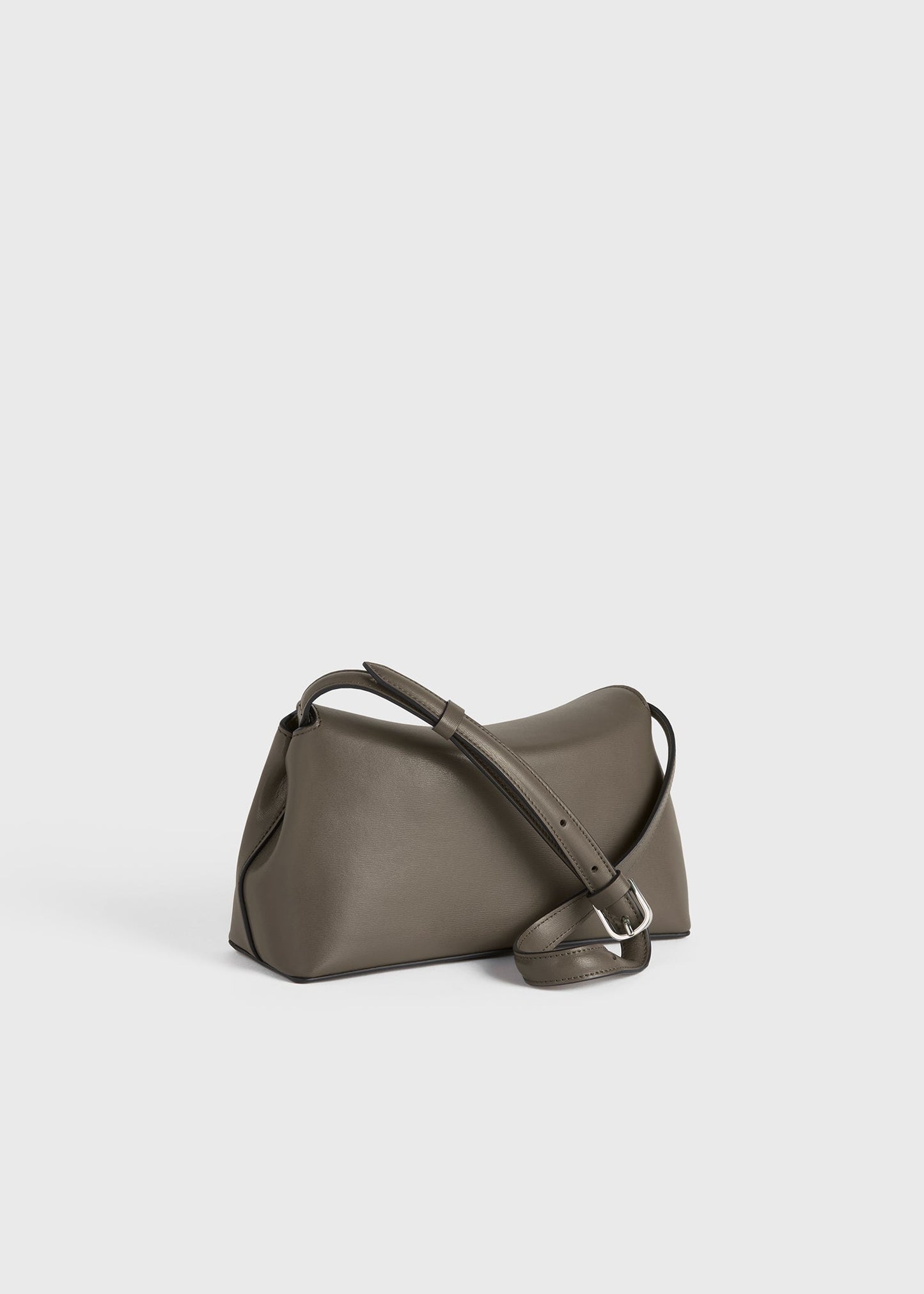 Totême T-Lock Leather Clutch in Taupe