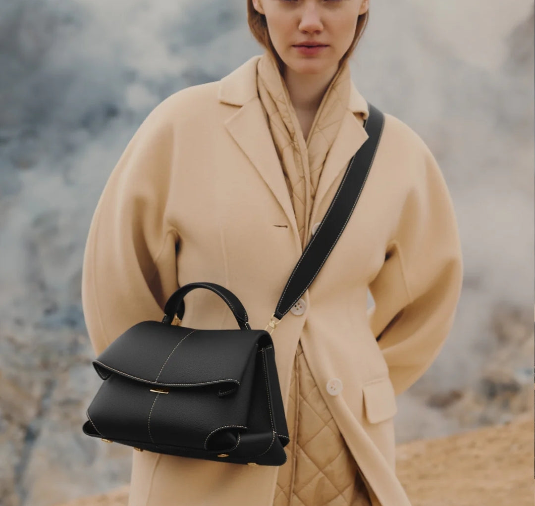 Polène/Mokki Leather Handbag in Black