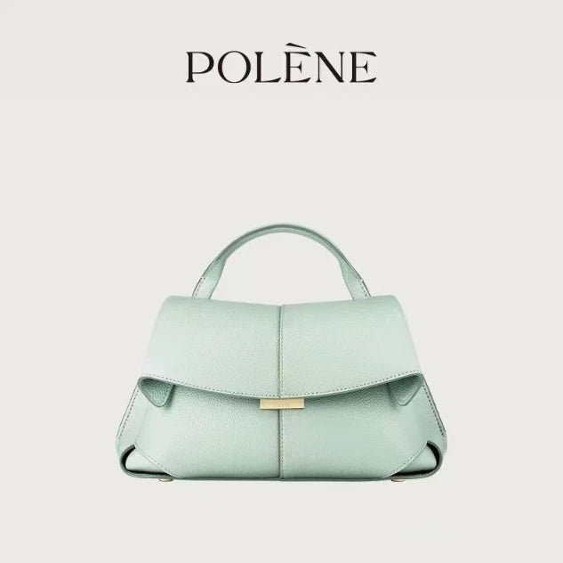 New Polène/Mokki Textured Leather Handbag in Sea Foam